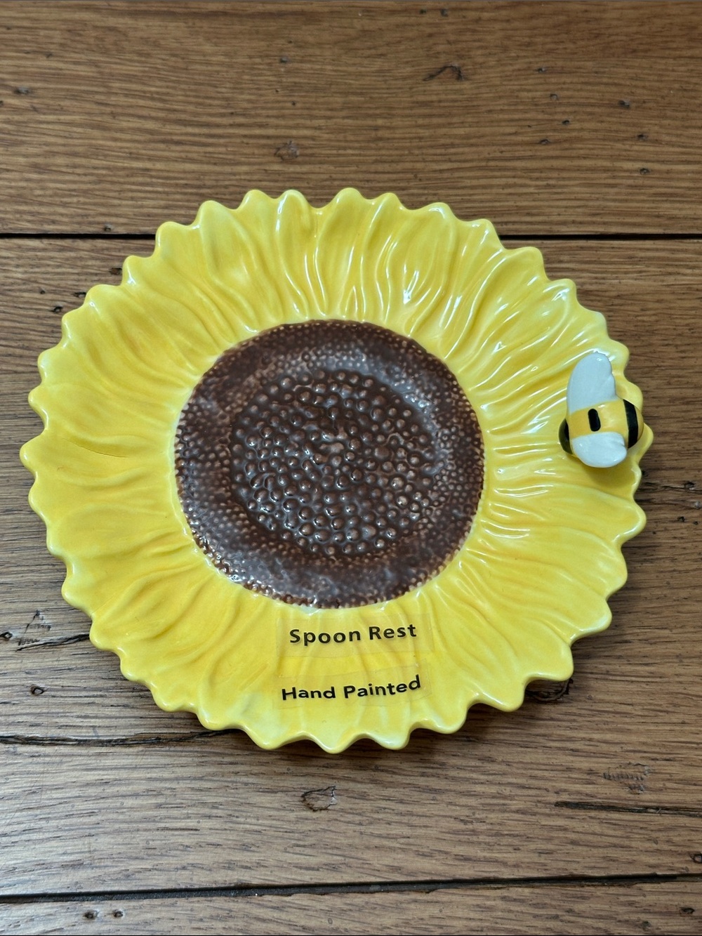 Hand-Painted Yellow Sunflower Spoon Rest with Bee Accent